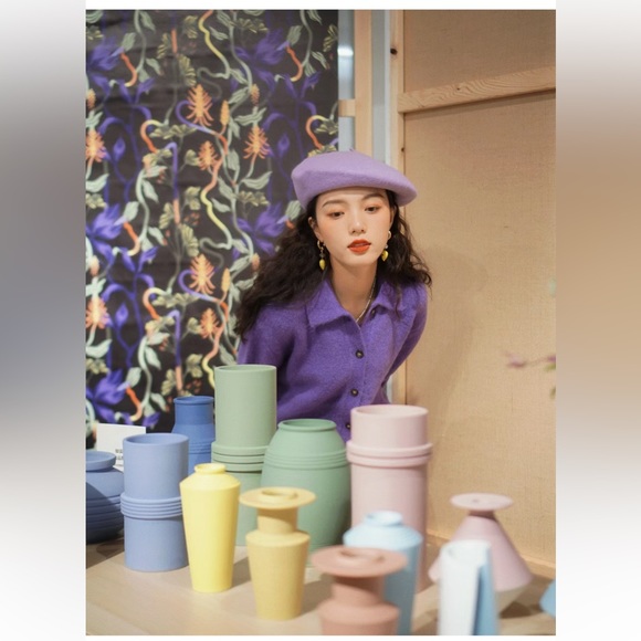 &Other Stories Purple Collared Alpaca Blend Cardigan - Picture 7 of 10